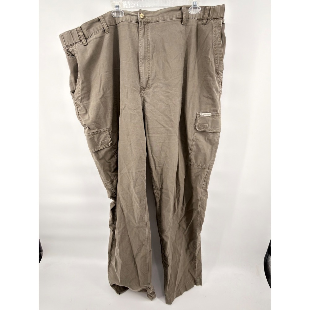 Columbia Mens Tall 46x34 Cargo Pants Gray Khaki Cotton Canvas Hiking Work AJ8176